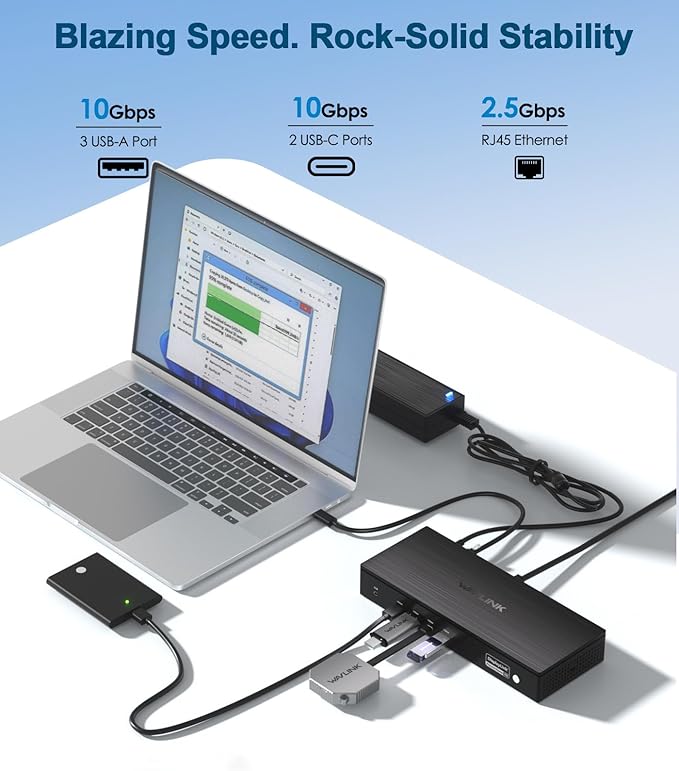 WAVLINK Pro Docking Station 5 Monitors, PD100W DisplayLink Dock Support Five 4K - Image 5