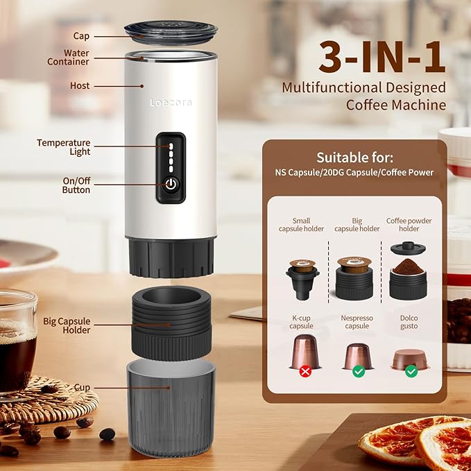 Leozora Portable Espresso Maker, 20Bar Professional Pressure, Stainless Steel - Image 6