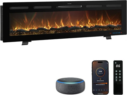 60 Inch WiFi-Enabled Recessed Electric Fireplace Inserts by Mystflame
