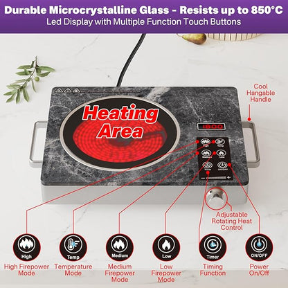 Portable Electric Stove 1800W, Single Burner Ceramic Hot Plate - Image 6