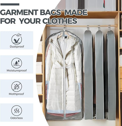 6 Pcs 60" Garment Bags for Hanging Clothes, Garment Bags Shoulder Covers - Image 2