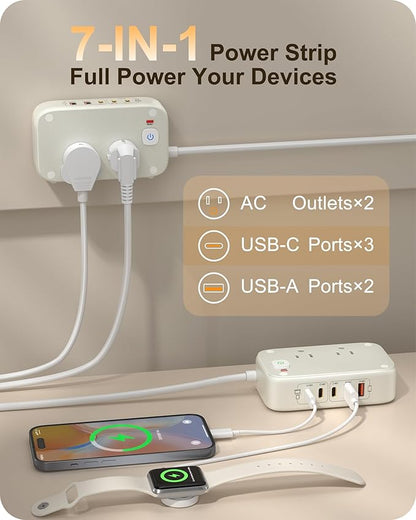 KWRNVO Power Strip with USB Ports 175W GaN 7-in-1 USB C Charging Station Type C - Image 2