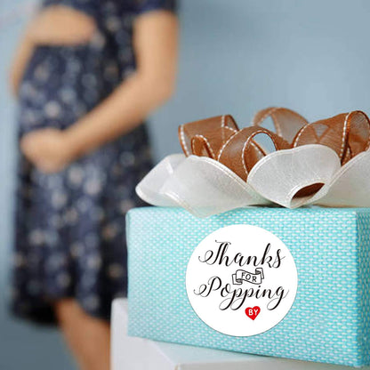 50 Thanks for Popping By Stickers, Baby Shower Favor Stickers, Baby Shower Stickers, 2 Inch