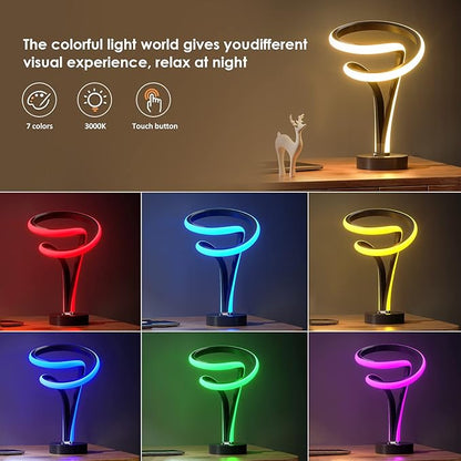 airnasa Modern Spiral RGB Table Lamp, 7 Colors 10 Light Modes LED, Touch - Image 3