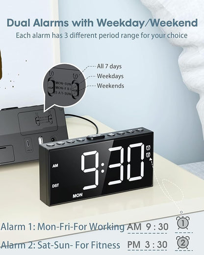 Alarm Clock for Bedroom Heavy Sleepers, Dual Alarms, Weekday/Weekend/Everyday - Image 3