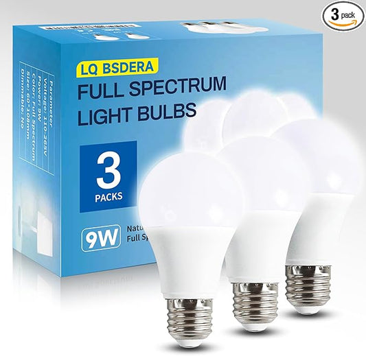 LQ BSDERA 3PK Full Spectrum Light Bulbs, 6000K Natural Light That Mimic Sunlight by Unknown