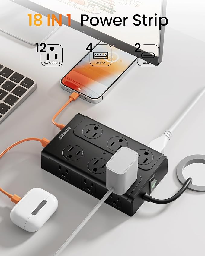 Zoxwzop Surge Protector Power Strip - Image 2