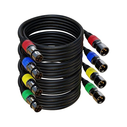 AuxLink XLR Cables, XLR Microphone Cable 6 ft 4 Pack by AuxLinkcable
