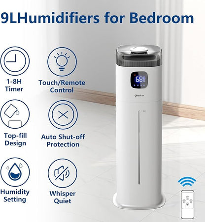 Akeshan Large Humidifier for Bedroom, 9L/2.5Gal Ultrasonic Cool Mist, Easy Clean - Image 2