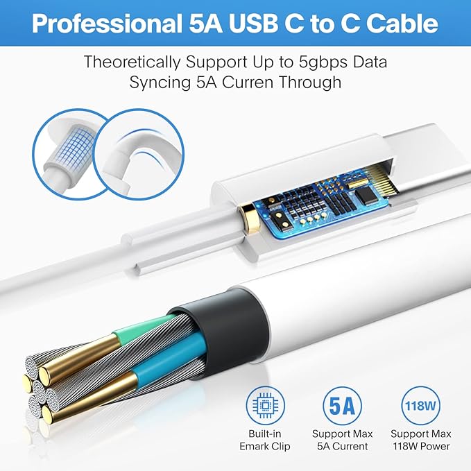 Sunveza Mac Book Pro Charger - 118W USB C Charger Fast Charger Compatible - Image 6
