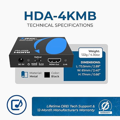 OREI 4K HDMI Audio Embedder, Audio Embedder Inserter Digital Analog Audi + DVI - Image 5