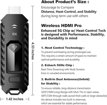 Wireless HDMI PRO- Transmitter and Receiver, Portable Multi-TVs Extender Kit - Image 6