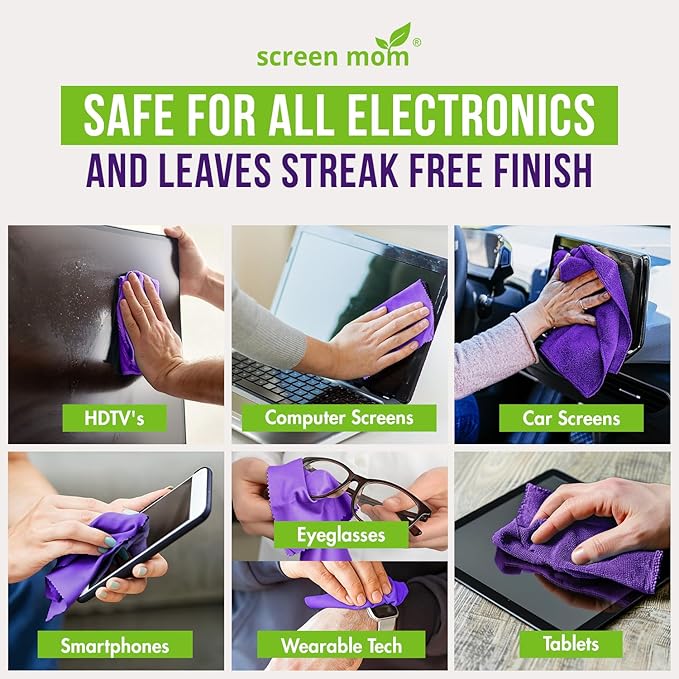 Screen Cleaner Spray and 4 Microfiber Cloths Bundle 8oz & 2oz, by Screen Mom - Image 3