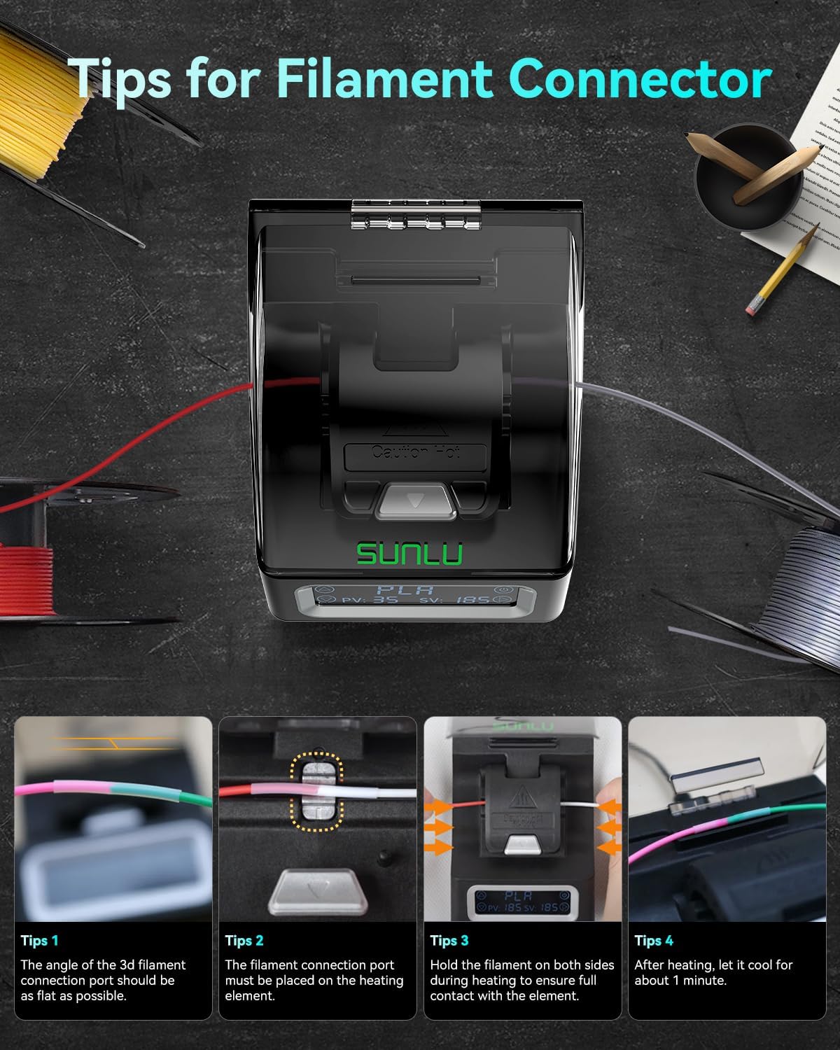 SUNLU Official Filament Connector, Fast Heating Filament Splicer for 3D Print...