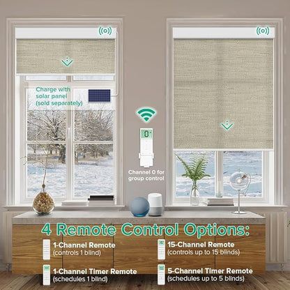 Kilonity Motorized Roller Shades, Light Filtering Remote Control Custom Window - Image 2
