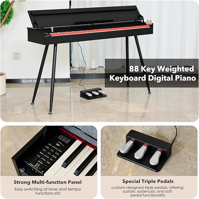 KUMENG Digital Piano 88 Key Weighted Keyboard, Full-Size Desk Progressive - Image 6