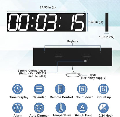 CHKOSDA Digital Wall Clock, Oversize Led Digital Clock - Image 2