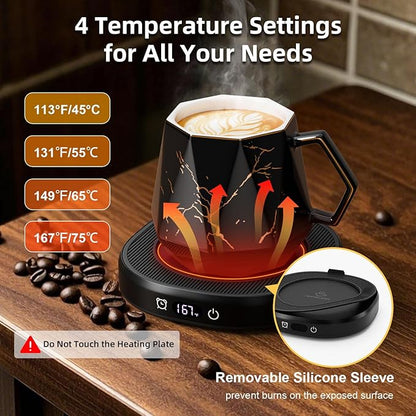 Coffee Mug Warmer & Unique Marbling Mug Set, Smart Heated Electric Cup Warmer - Image 2