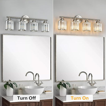 FDPBY Modern 4 Light Crystal Vanity Light, Brushed Nickel Vertical Bathroom - Image 6
