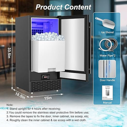 Commercial Ice Maker Machine 120 LBS/24H, 60 LBS Cold Preservation Bin - Image 5