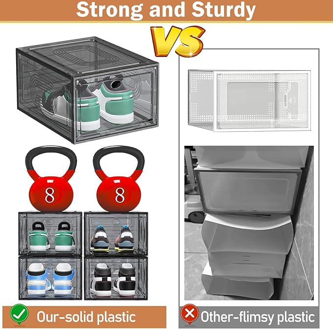 10 Pack Thicken Shoe Organizer Stackable, Upgraded Sturdy Shoe Storage Box - Image 2