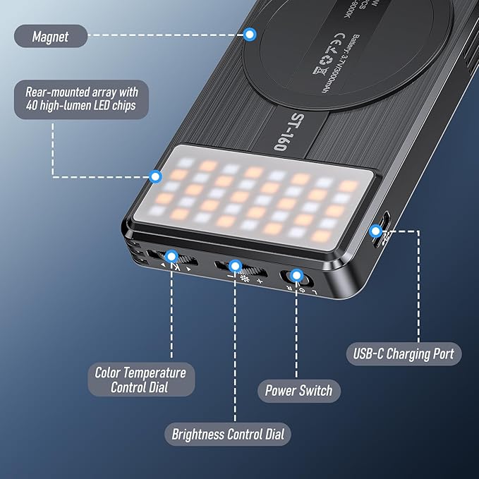 Magnet Phone Light, 160 LED Dual Side Selfie Light Compatible - Image 5