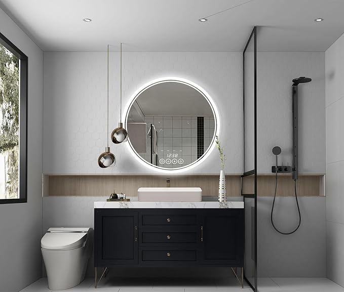 24 Inch Wall-Mounted Round Bathroom Mirror - Image 7