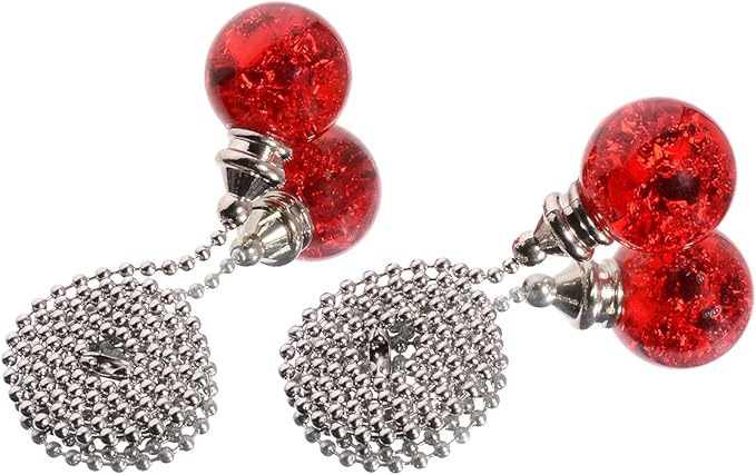 2PCS Red Pull Chain Crystal Glass Ice Cracked Ball Pull Chain - Image 6