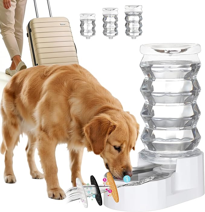 RIZZARI Large Gravity Water Dispenser: 8L Auto-Refill Stainless Steel Dog Water by RIZZARI