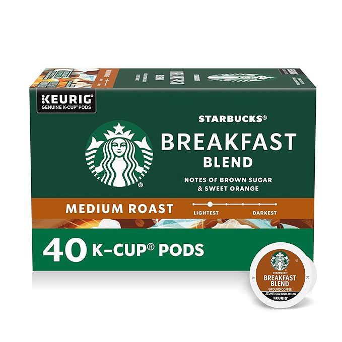 Starbucks K-Cup Coffee Pods, Medium Roast Hot or Iced Coffee, Breakfast Blend by StarbucksbyNespresso