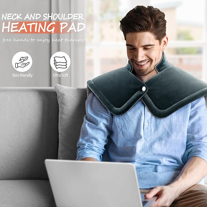 Neck Heating Pad Gifts for Dad, XL Weighted Shoulder Heat Pad, Back Pain Relief - Image 2