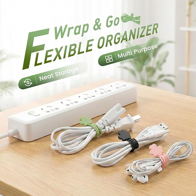 Data Cable Organizer, 2026 Upgrade Silicone Cable Ties Reusable Cable - Image 2