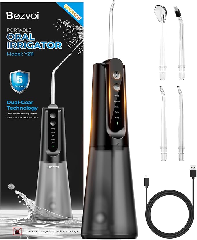 Bezvoi Portable Water Flosser for Teeth: Gum-Sensitive Friendly, Dual-Gear by BezvoiDirect