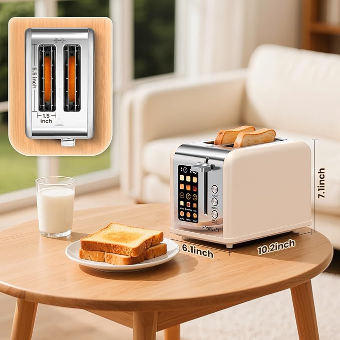 2 Slice Easy Touch Screen Toaster, Stainless Steel Toaster - Image 10