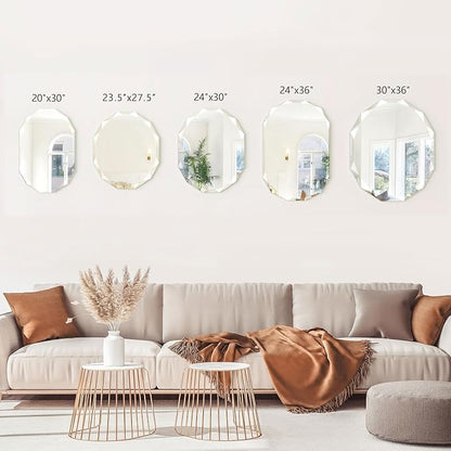 Bathroom Mirrors for Over Sink, Round Frameless Mirrors for Wall, 23.5x27.5 - Image 4
