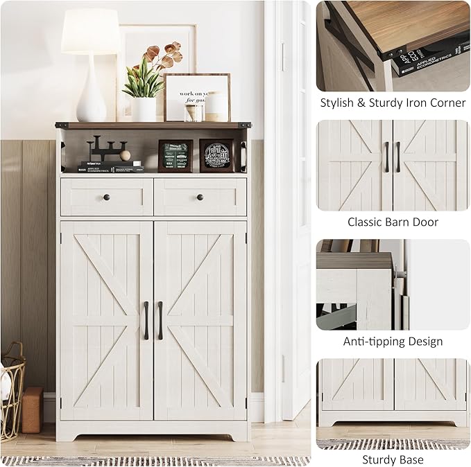 Maupvit Shoe Cabinet with Doors, 6-Tier Farmhouse Shoe Storage Cabinet with 2 - Image 6