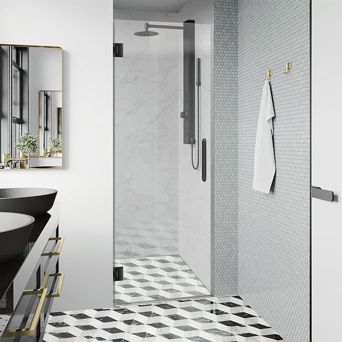 Bathroom Frameless Shower Door 30" W*72" H, 5/16" Clear Tempered Glass Hinged by Danmeiwying