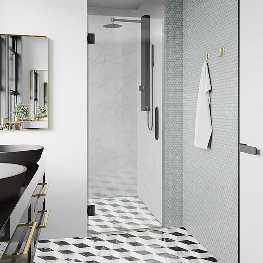 Bathroom Frameless Shower Door 30" W*72" H, 5/16" Clear Tempered Glass Hinged by Danmeiwying