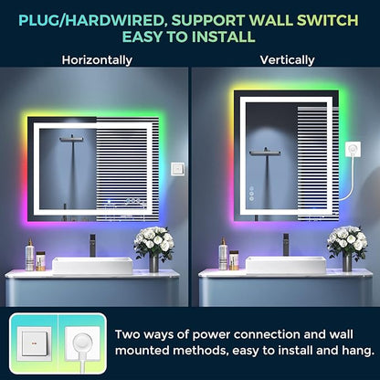 YEELAIT 36x30 Inch RGB LED Bathroom Mirror Front Light and RGB Backlit Lighted - Image 7