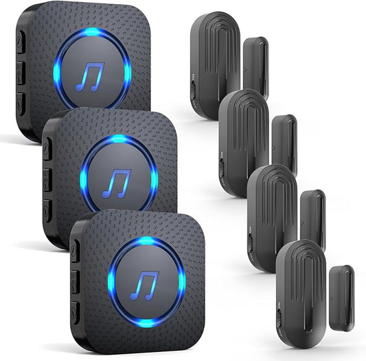 SanJie Door Chime, Wireless Door Chimes When Door Open Entry by SANJIEGuardSecurity