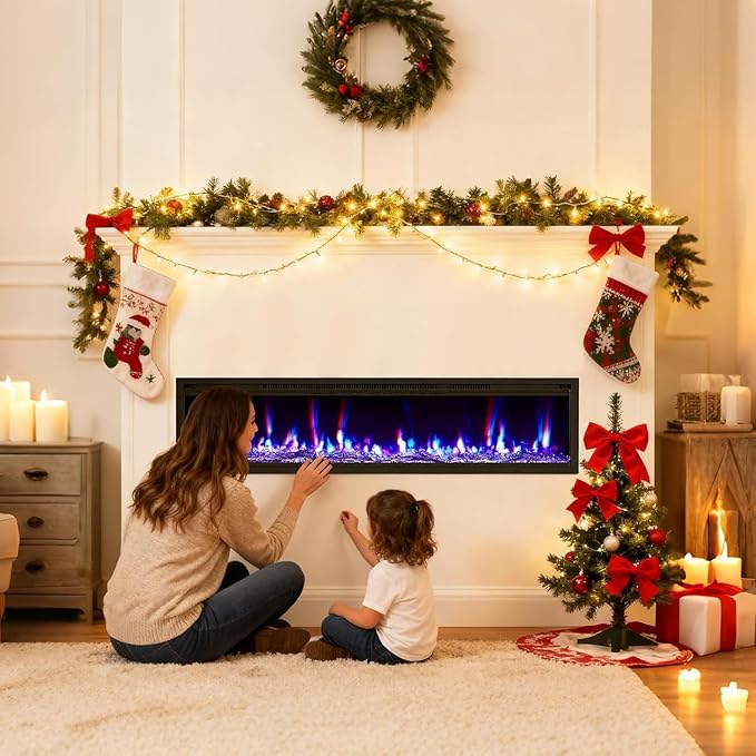 50" Electric Fireplace Wall Mounted & Recessed - Image 8