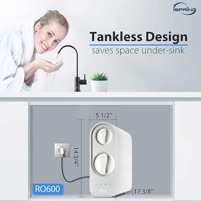 iSpring RO600ORB Tankless Reverse Osmosis System Under Sink, 600 GPD Fast Flow - Image 5