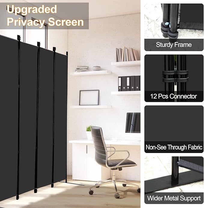 MAYOLIAH 4 Panel Room Divider Screen 6Ft Tall Foldable Privacy Dividers Indoor - Image 5