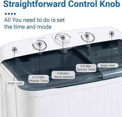 32 lbs Compact Mini Twin Tub Washing Machine - Image 2