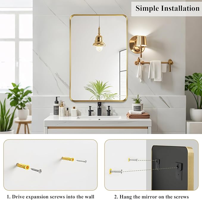 Fabuday Gold Bathroom Mirror 22x30 Inch - Image 6