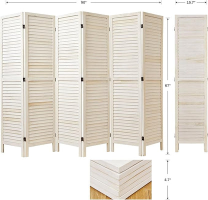Room Dividers and Folding Privacy Screens, Wood Louvered Separators Divider Wall - Image 3