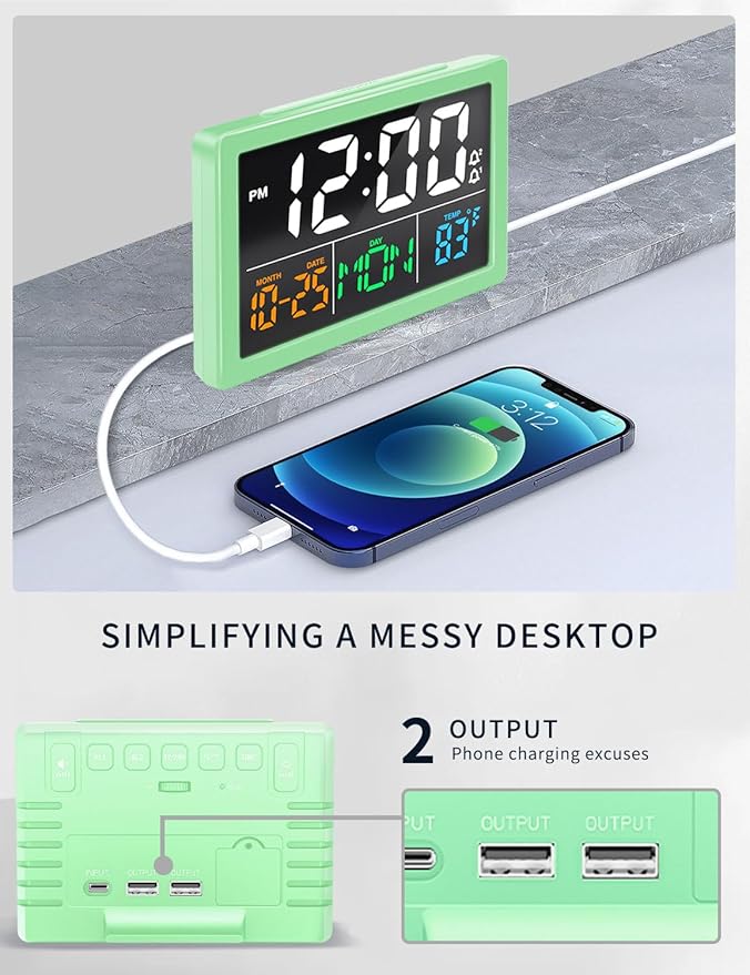 Digital Alarm Clock, with 5.5" Large LED Time Display, Adjustable Alarm Volume - Image 6