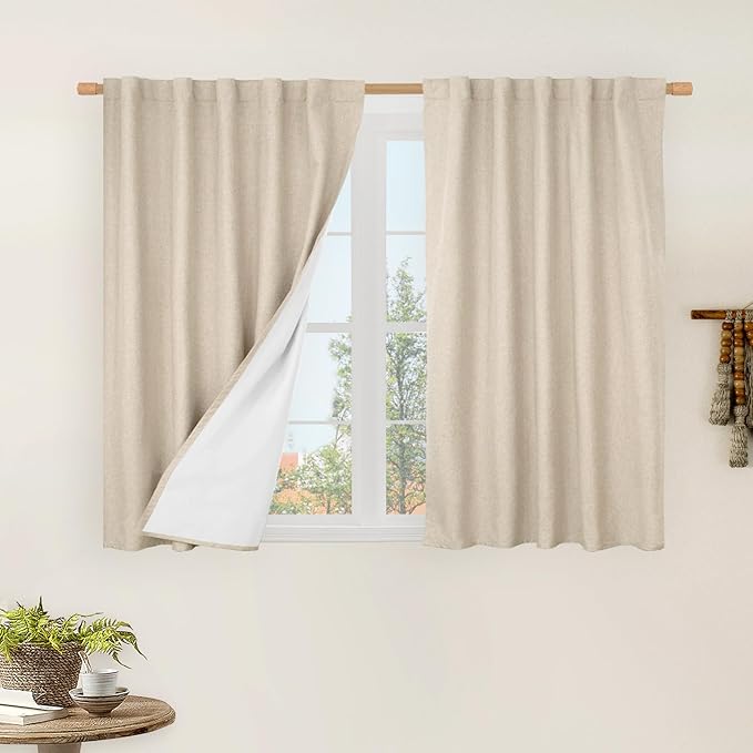 LAMIT 100% Blackout Short Linen Curtains by LAMIT