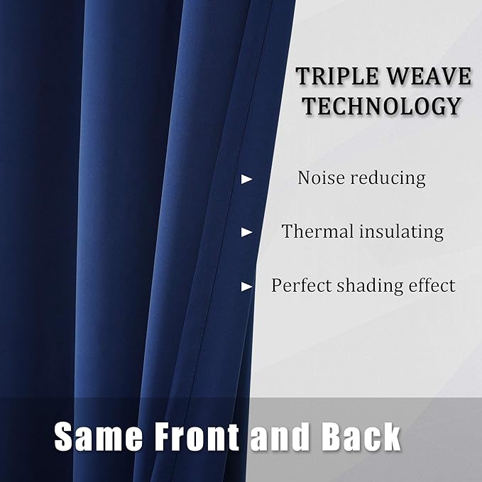 DUALIFE Navy Blue Blackout Curtains 96 Inch Length - Image 5