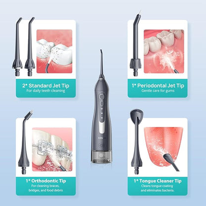 COSLUS Water Dental Flosser Teeth Pick: Portable Cordless Oral Irrigator 300ML - Image 8